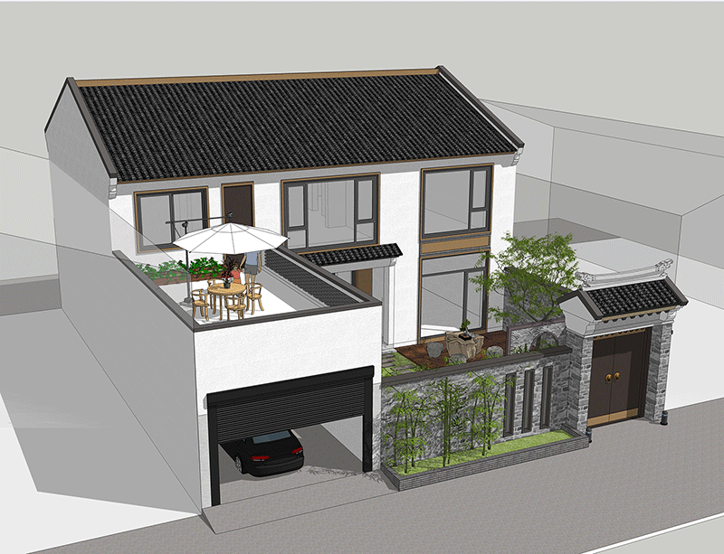 农村二层合院式小别墅设计图纸,经典中式住宅