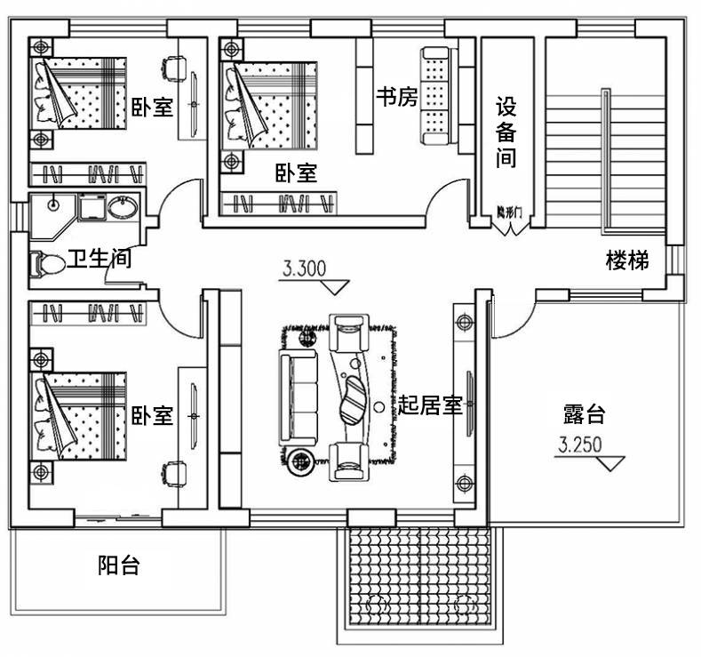 高颜值二层带庭院欧式小别墅设计图纸农村自建房设计图纸房子设计图